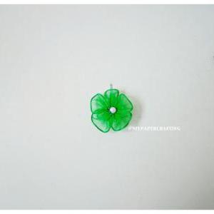 Organza emerald color flower with p..