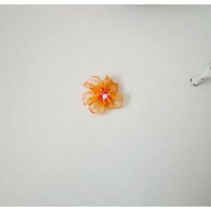 Organza Orange flower with pearl ce..