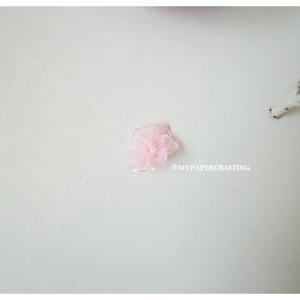 Organza Pink Flower With Pearl Centered / Pack