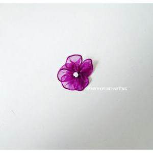 Organza Plum Flower With Pearl Centered / Pack