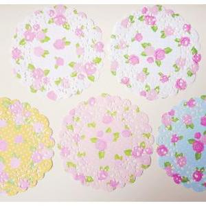 Floral Doily Paper With Polka Dot / Pack