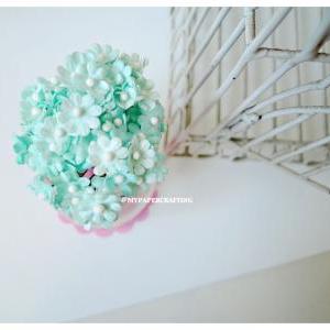 100 Flat Mini Mulberry Paper Flowers / Pack
