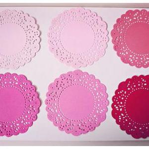 6 Parisian Lace Doily pink & red / ..