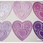 Heartshape Lace Colored Doilies 4"..