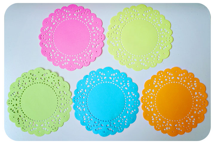 Fluorescent Colored English Doily Paper / Pack For Cardmaking, Party Decoration, Scrapbooking