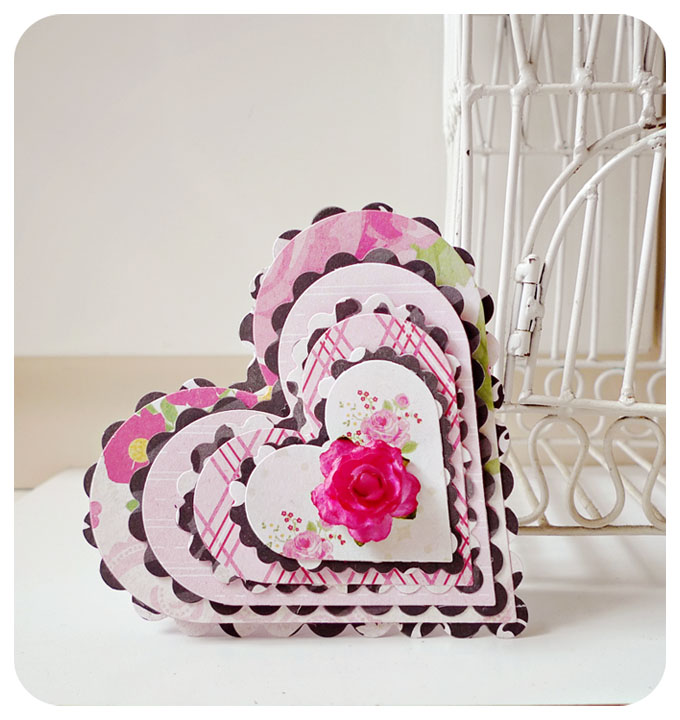 Valentine Day Layered Heart-shaped card 