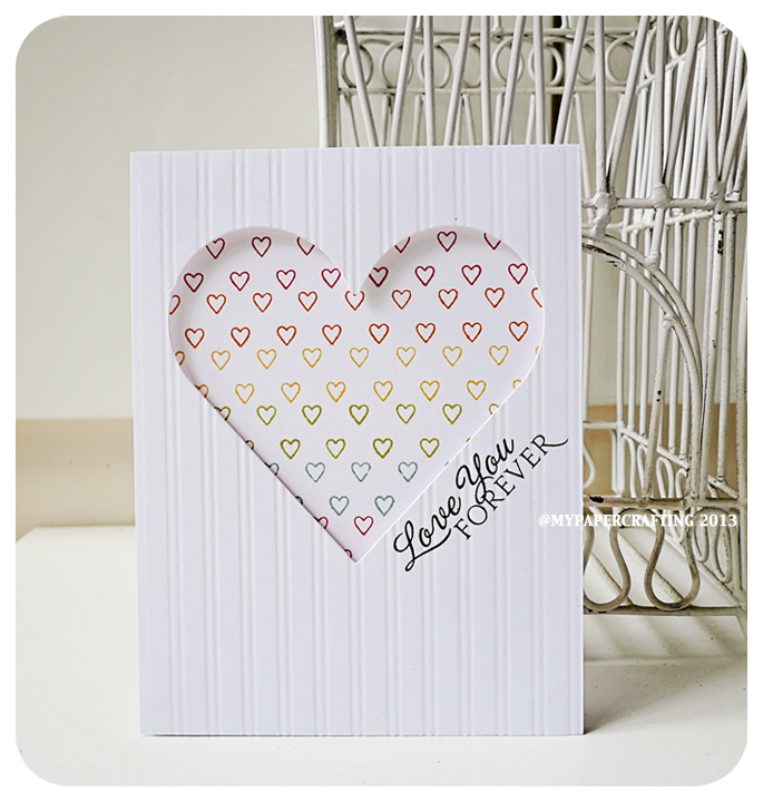 Valentine Day Outline heart Print handmade card for sale 