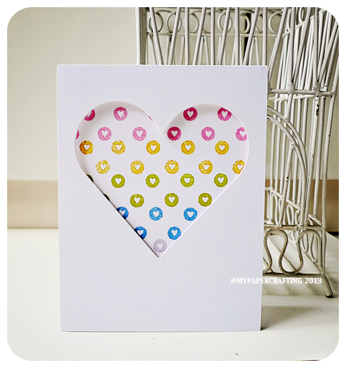 Valentine Day Circle heart Print handmade card for sale 