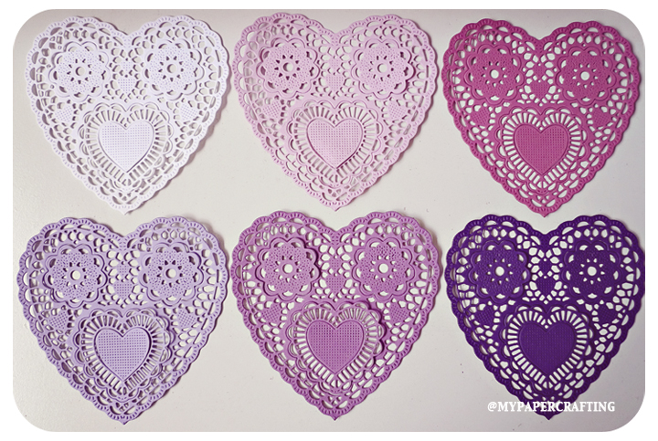 Heartshape Lace Colored Doilies 4" For Scrap Booking Or Card Making / Pack