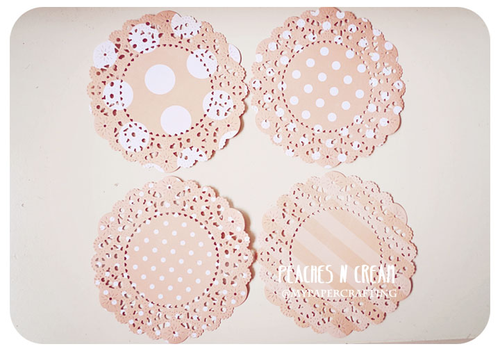 Parisian Lace Doily Peaches & Cream Polka Dot & Stripe For Scrap Booking Or Card Making / Pack
