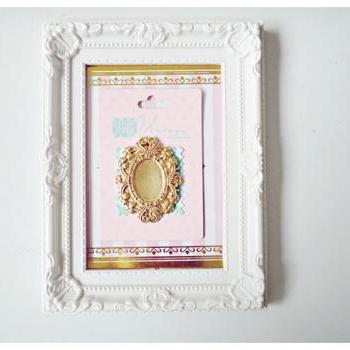 Gold Oval Flower Frame Resin Cabochon Embellishment for cardmaking, scrapbook, decoration 