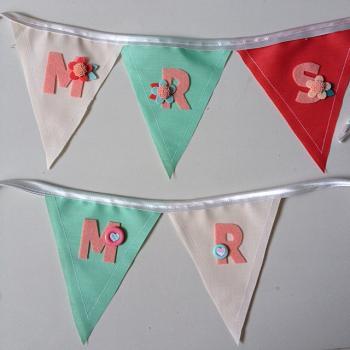 Mr & Mrs Wedding Banner in Mint and peach